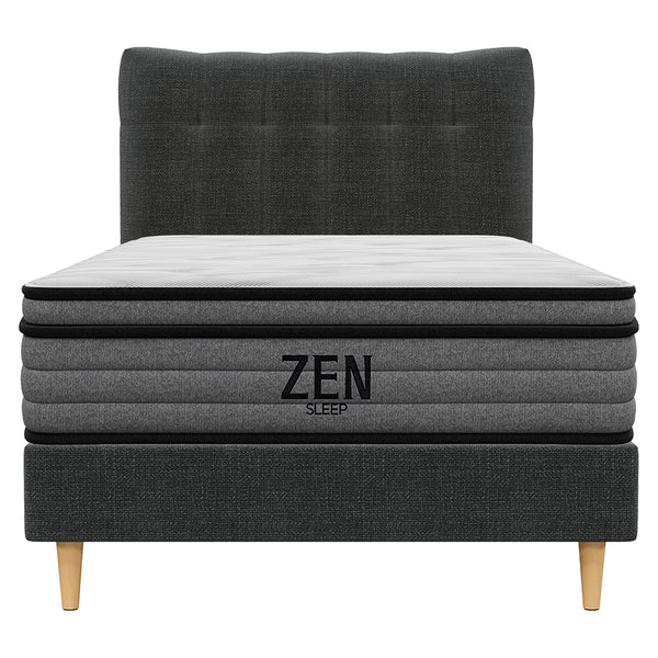 Classic Single Bed Frame with Headboard and Medium Plush Mattress