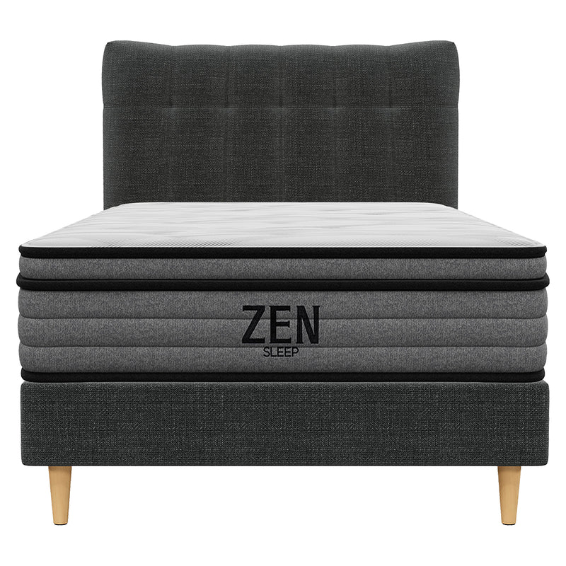 Classic Single Bed Frame with Headboard and Medium Plush Mattress