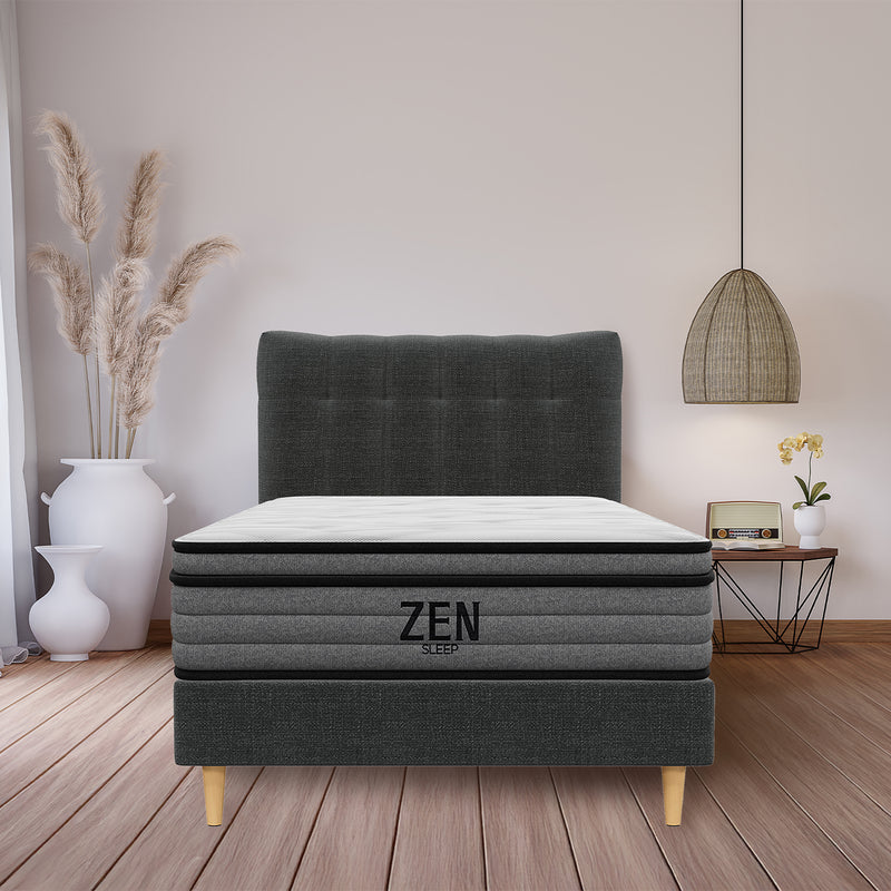 Classic Single Bed Frame with Headboard and Medium Plush Mattress