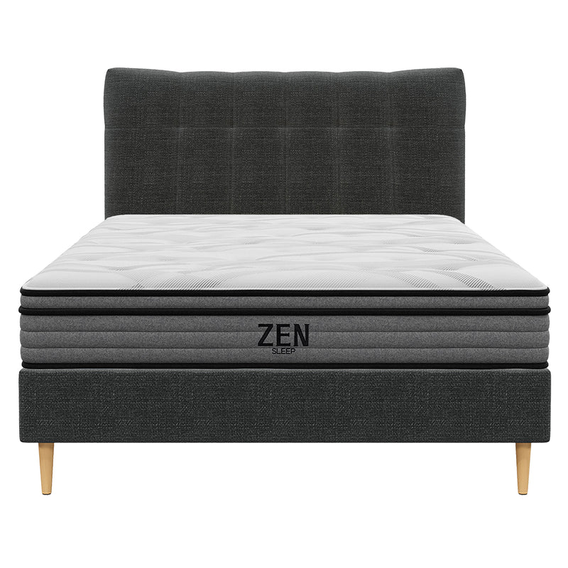 Classic Queen Bed Frame with Headboard and Medium Plush Mattress