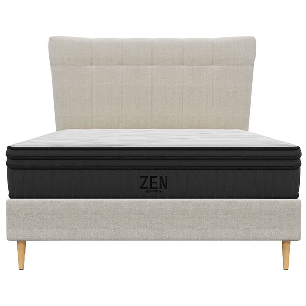 Classic Queen Bed Frame with Headboard and Plush Mattress