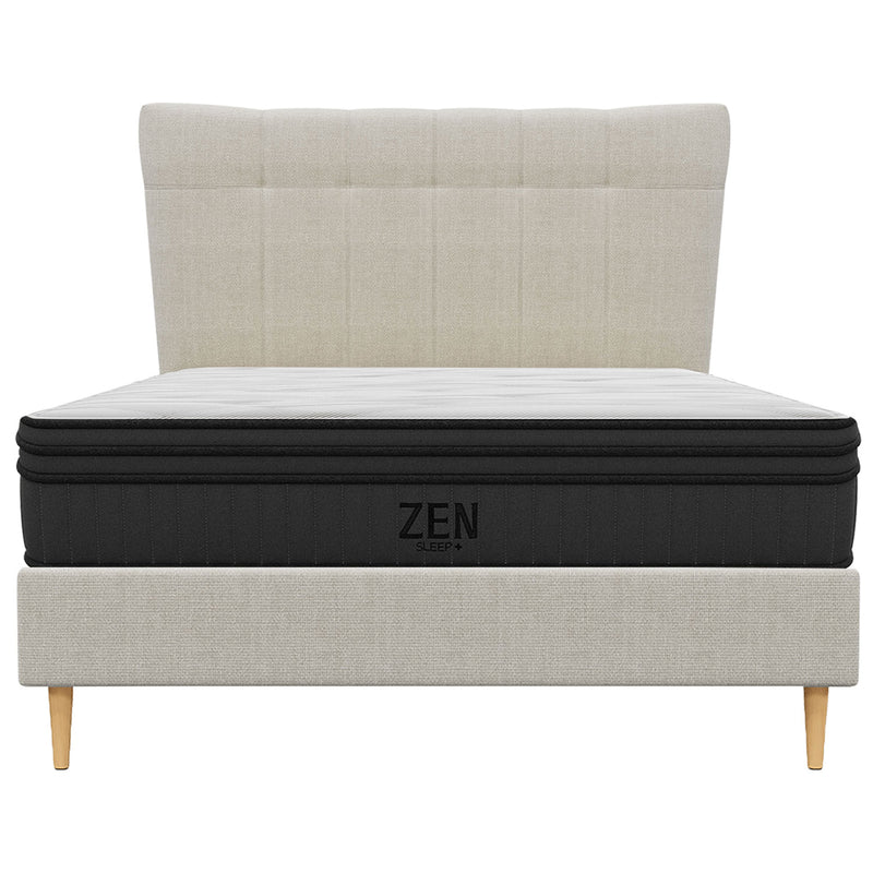 Classic Queen Bed Frame with Headboard and Plush Mattress