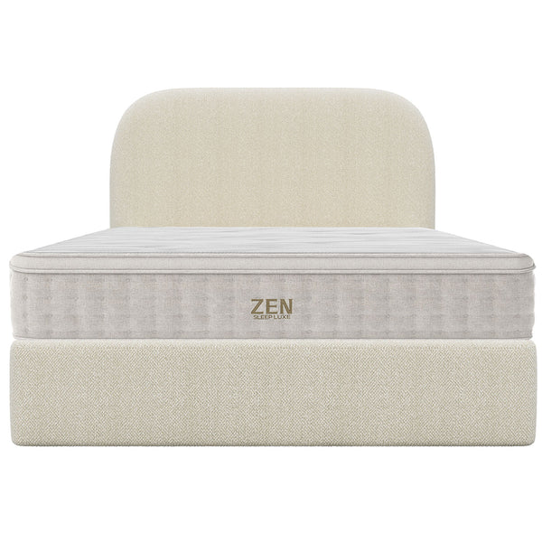 Modern Queen Bed Frame with Headboard and Plush Mattress