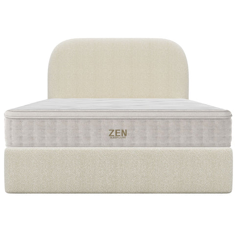 Modern King Bed Frame with Headboard and Plush Mattress