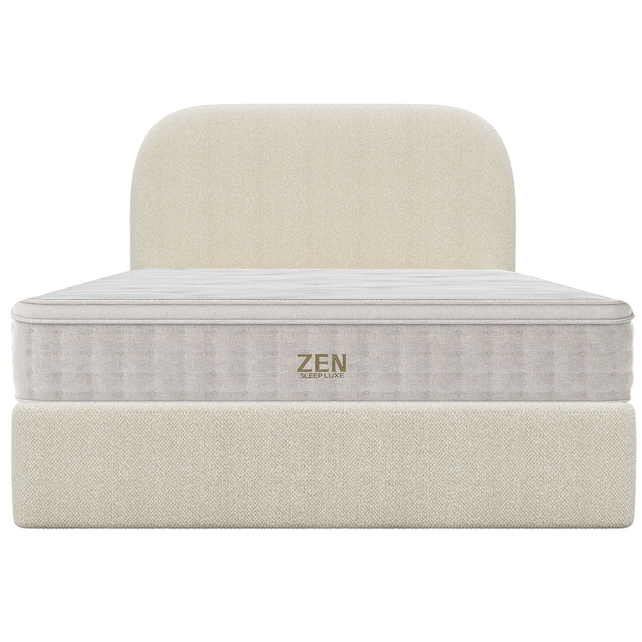 Modern King Bed Frame with Headboard and Plush Mattress