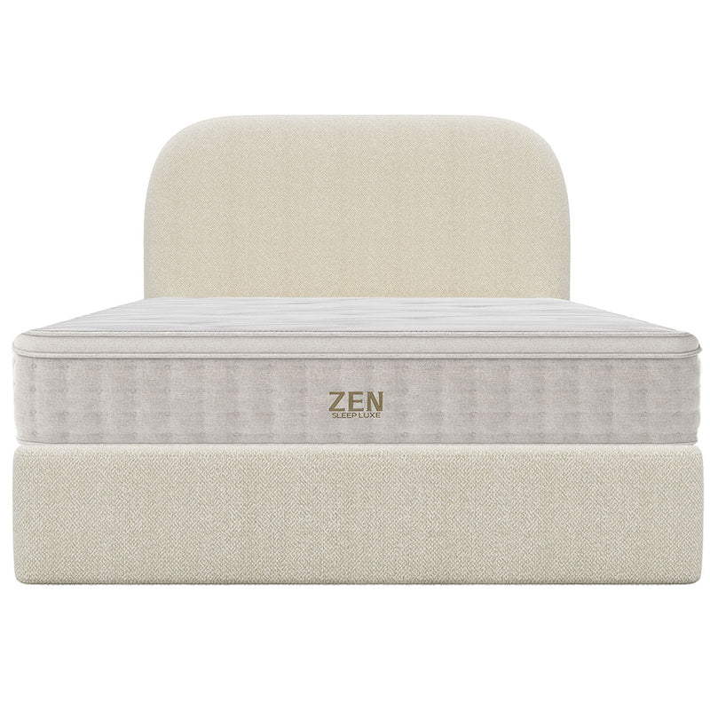 Modern King Bed Frame with Headboard and Plush Mattress