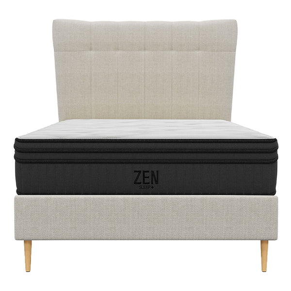 Classic King Single Bed Frame with Headboard and Plush Mattress