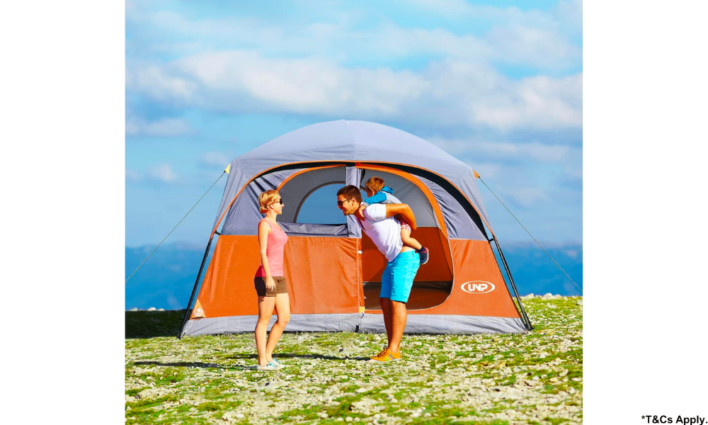 UNP Tents 6 Person Waterproof & Windproof ,Double Layer Family Camping Tent