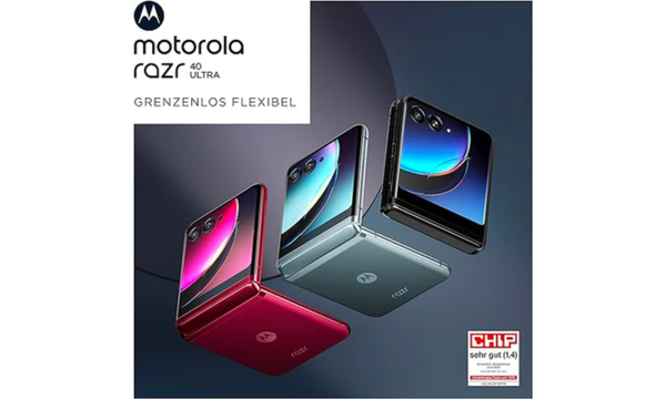Motorola razr 40 Ultra 5G 256GB Storage + 8GB RAM - 6.9"/3.6" FHD Display - Dual SIM (Nano SIM + eSIM) Unlocked Android 13 Flip Phone - UK/EU Version (Glacier Blue)