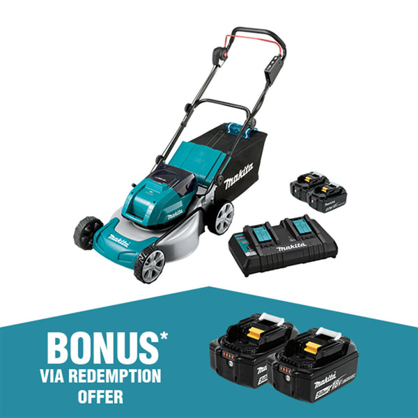 Makita 18V LXT 460mm / 18" 18Vx2 Brushless Lawn Mower - Kit