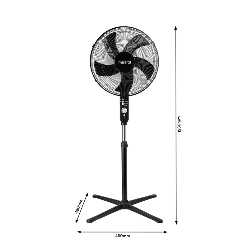 Mistral 40cm Black Pedestal Fan With Remote