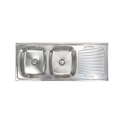 Estilo 1180mm Stainless Steel Double Bowl Sink With Drainer