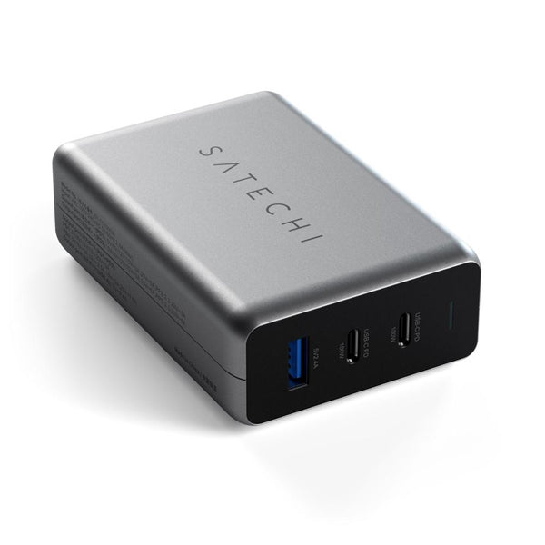 SATECHI USB-C Charger 100W USB-C PD GaN Compact Charger -Dual USB-C and a USB-A up to 100W