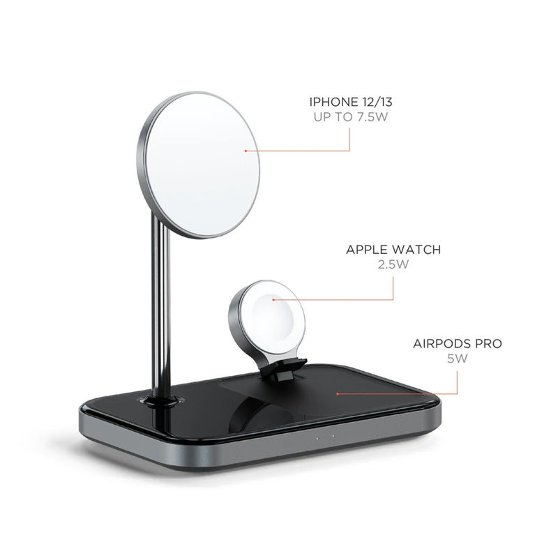 SATECHI Satechi Magnetic 3-in-1 Wireless Charging Stand (Space Grey) - Requires 20W power adapter (sold separately)