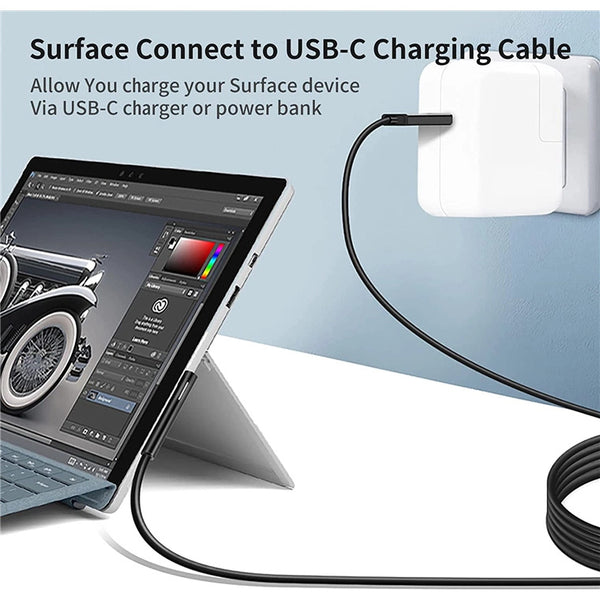 Switchwerk 65W GAN USB-C QC 3.0 Charger with Microsoft 1.8M Bundle Surface Connect to USB-C Charging Cable, Microsoft Surface 65W PD Fast Charging Charger Combo