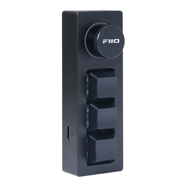 FiiO KB1K Mechanical USB Multimedia Keypad & Music Remote - Black - 3x programmable media keys + volume knob - RGB lights - Dual USB-C ports - Hot-swappable Kailh BOX White switches - Mag-alloy construction