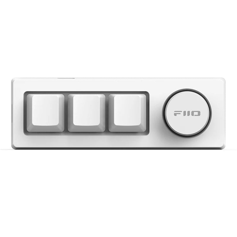 FiiO KB1K Mechanical USB Multimedia Keypad & Music Remote - White - 3x programmable media keys + volume knob - RGB lights - Dual USB-C ports - Hot-swappable Kailh BOX White switches - Mag-alloy construction