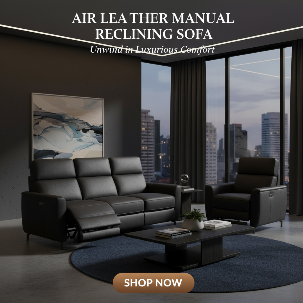 Air Leather Manual Reclining Sofa