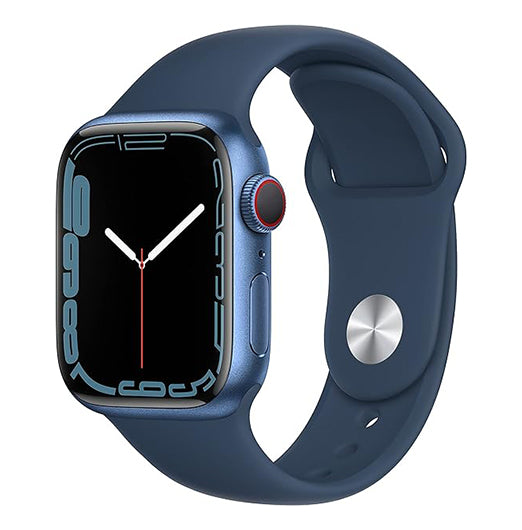 Apple Watch Series 7 [GPS + Cellular 41mm] Smart Watch w/Blue Aluminum Case with Abyss Blue Sport Band. Fitness Tracker, Blood Oxygen & ECG Apps, Always-On Retina Display, Water Resistant