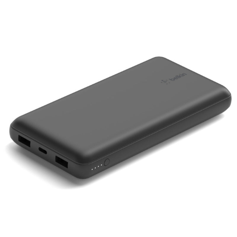 Belkin BoostCharge 20K Power Bank with two 12W USB-A ports and one 15W USB-C port - Black