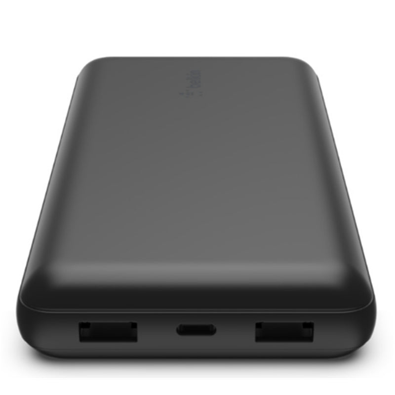 Belkin BoostCharge 20K Power Bank with two 12W USB-A ports and one 15W USB-C port - Black