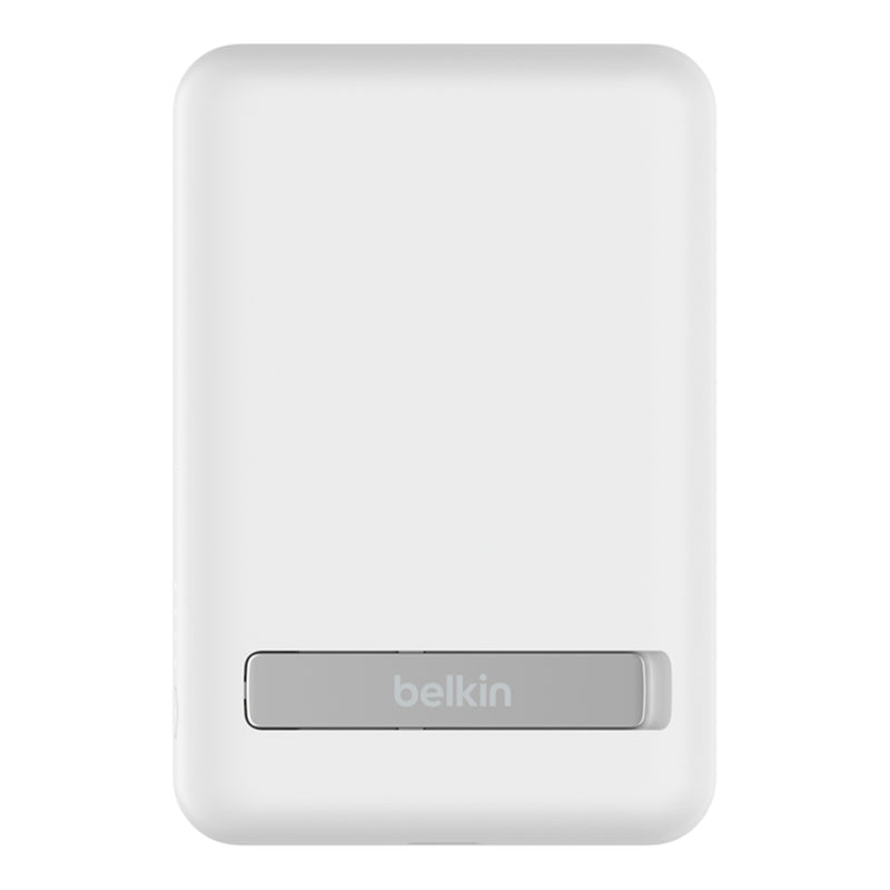 Belkin 5000mAh Magnetic Wireless Charging Powerbank with Stand - White, 7.5W wireless Charging, Compatible with Apple Magsafe Charging and Magsafe Accessories