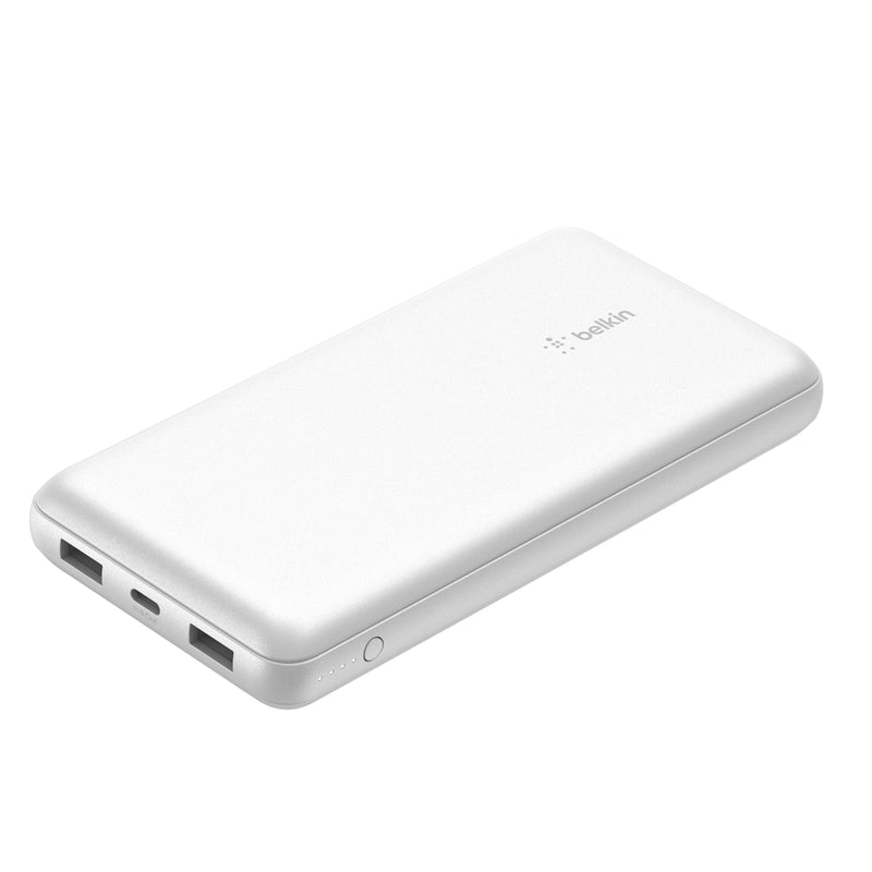 Belkin BoostCharge 20K Power Bank with two 12W USB-A ports and one 15W USB-C port - White