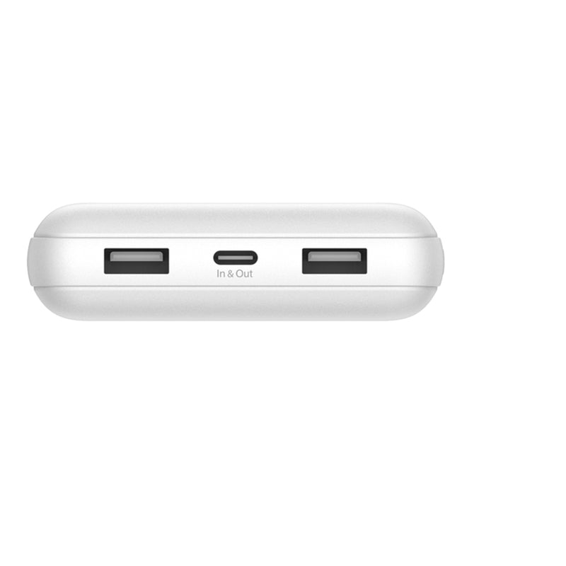 Belkin BoostCharge 20K Power Bank with two 12W USB-A ports and one 15W USB-C port - White