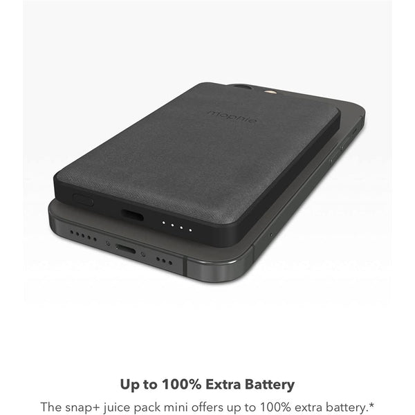 Mophie 5,000mAh Magnetic Wireless Charging Power Bank - Black, Compact Lightweight Design, Compatible with Apple MagSafe Charging & Qi Wireless Charging, Snap Adapter Included for non-magsafe devices