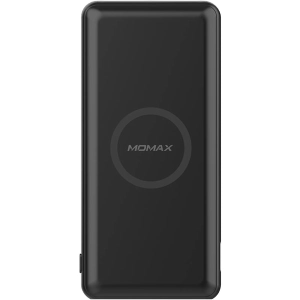 Momax 10000mah Premium USB- C PD & Wireless Fast Charging Power Bank- Black, Support 10W Fast Wireless Charging, 20W PD (Power Delivery), Samsung, LG, Moto,QC 3.0, Fast Charge, Three Power Output, Slim & Lightweight Design