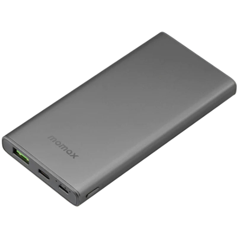 Momax 10000mah Fast Charging Ultra Slim PD3.0 Power Bank - Grey, Dual Output (USB-A & USB-C), up to 22.5W (PD3.0) Output, Slim & Metal body Design, 37Wh, Built-in Safety Protection (Overheat, Over-Charge, Short-Circuit and FOB protection)