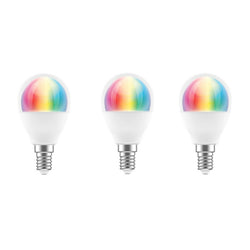 Brilliant Smart WiFi LED RGB G45, (3 Pack) 350 Lumens, 4.5W, Dimmable, Smart Light Bulb Bio-Rhythm Lighting Via BrilliantSmart App Remote Control Enabled 220 degrees Beam Angle