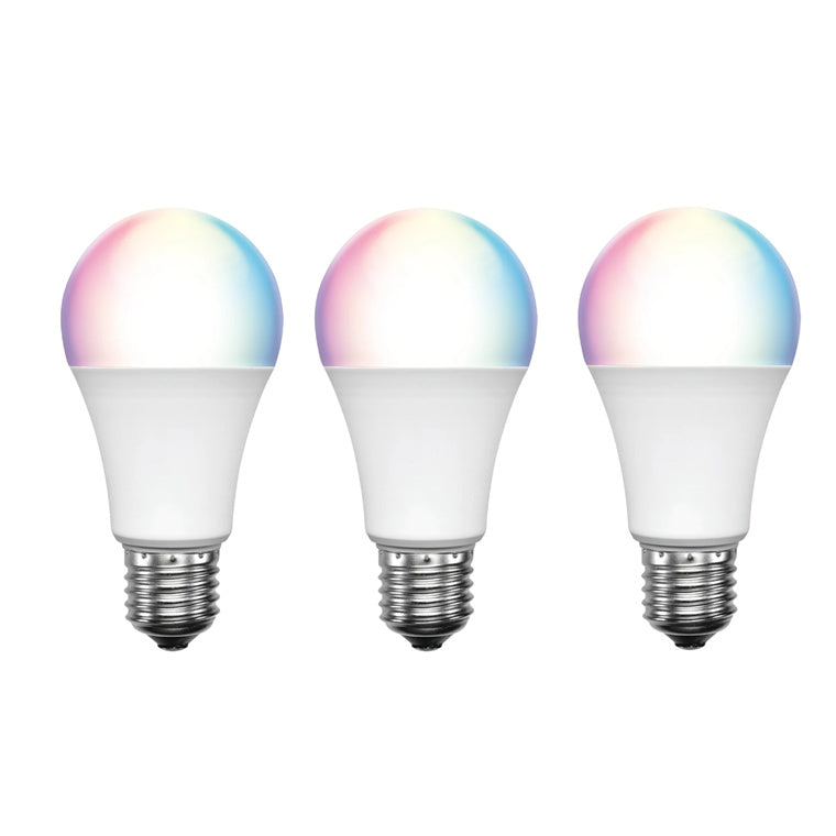 Brilliant Smart WiFi LED RGB E27, 800 Lumens Smart Light Bulb (3 packs) , 9W , Dimmable , Bio-Rhythm Lighting Via BrilliantSmart App Remote Control Enabled 220 degrees Beam Angle