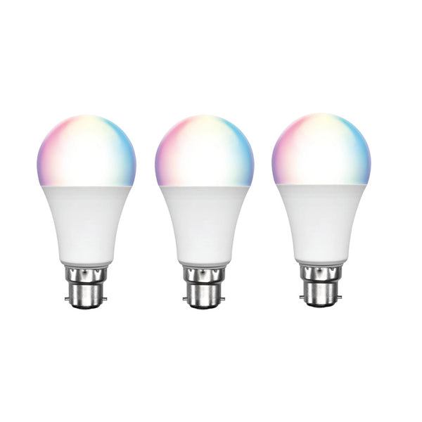 Brilliant Smart WiFi LED RGB 3pcs Pack, B22, 800 Lumens, Smart Light Bulb 9W, Dimmable,Bio-Rhythm Lighting Via BrilliantSmart App Remote Control Enabled 220 degrees Beam Angle