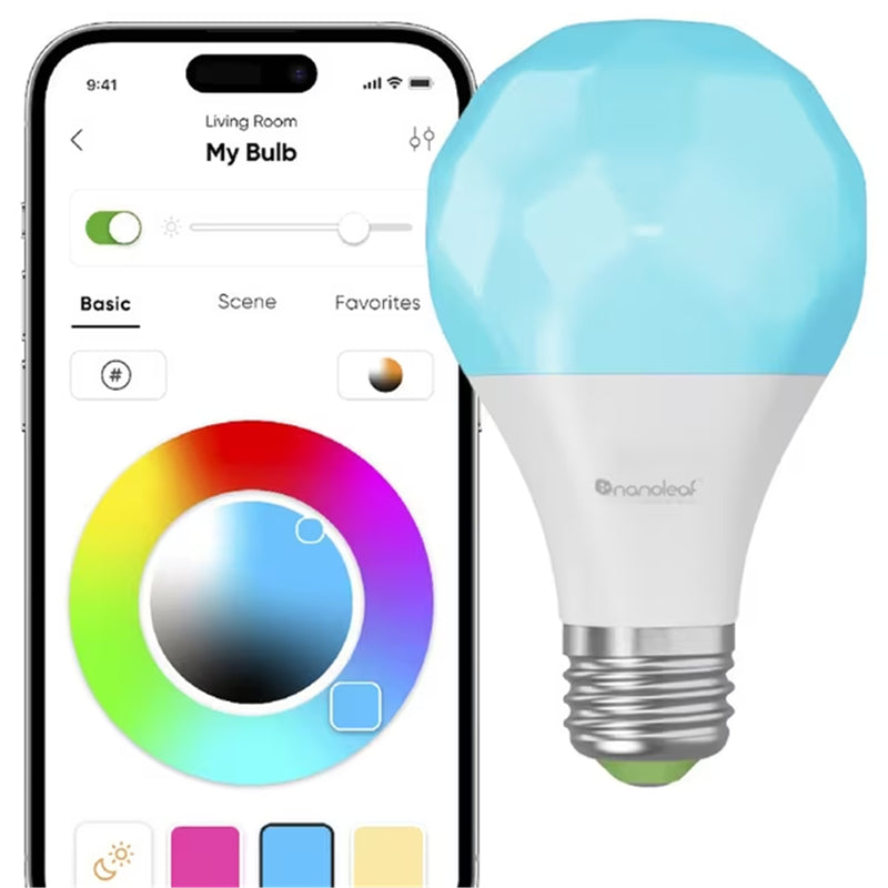 Nanoleaf Essentials Matter WiFi LED RGB Smart Light Bulb E27(3 Pack) , maximum luminous flux of 1100lm, RGB, Colour adjustable and Dimmable Remote Control Enabled