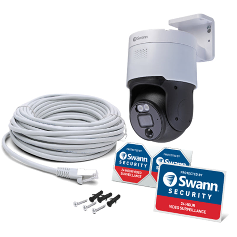 Swann Enforcer-Series 8MP/4K Pan-Tilt Add-On Security Camera, Two-Way Audio, Siren (SWNHD-900PT)