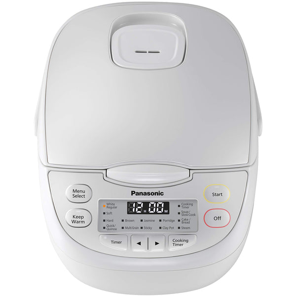 Panasonic SR-CN108WST 5 Cup Rice Cooker - 2.2mm 6-layer Inner Pan - 16 Auto Menus - Easy Viewing White LED Display - Detachable Inner Lid and Steam Vent - Keep Warm Function