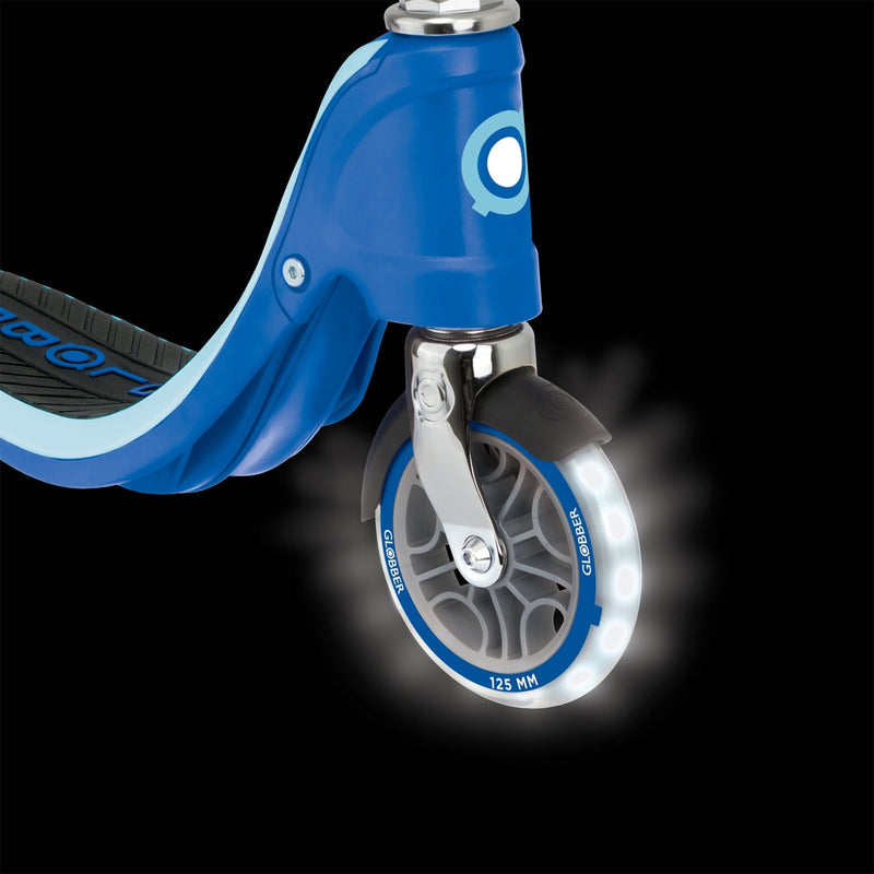 Globber Flow 125 Kids Scooter with Light Up Wheels Navy Blue