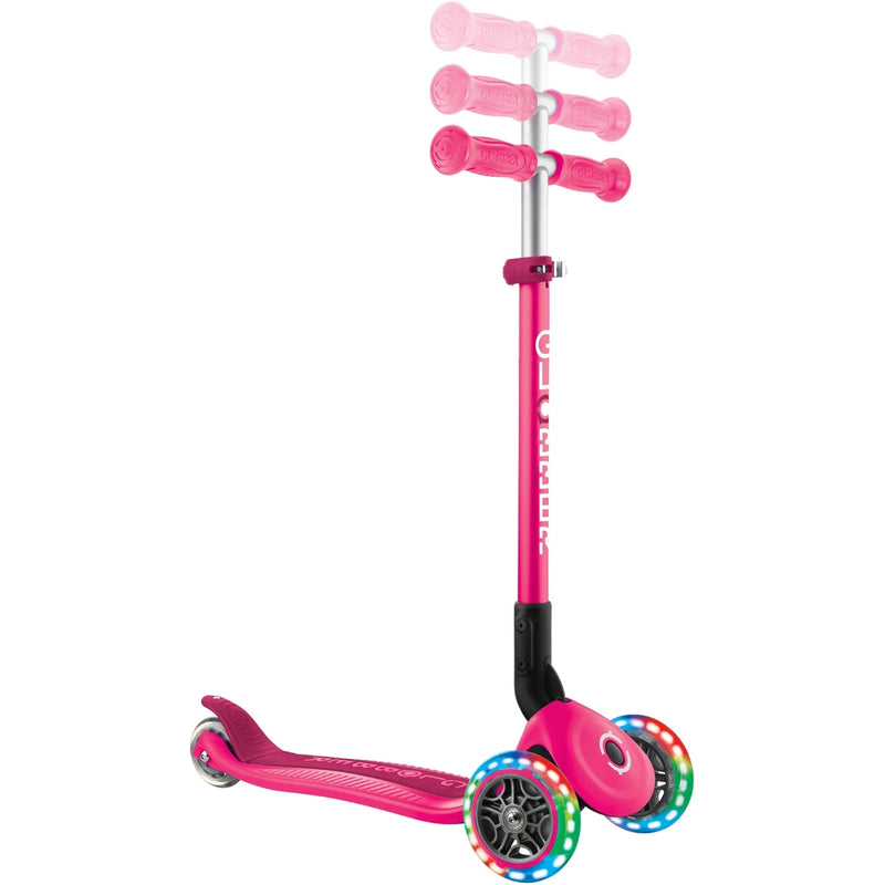 Globber Primo Foldable Lights Kids Scooter Neon Pink