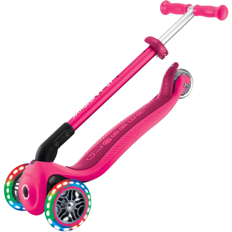 Globber Primo Foldable Lights Kids Scooter Neon Pink
