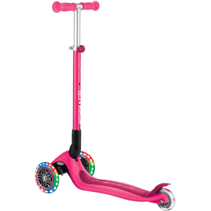 Globber Primo Foldable Lights Kids Scooter Neon Pink