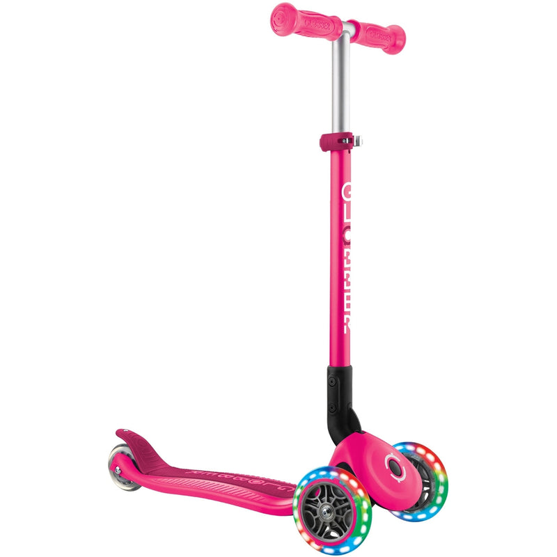 Globber Primo Foldable Lights Kids Scooter Neon Pink