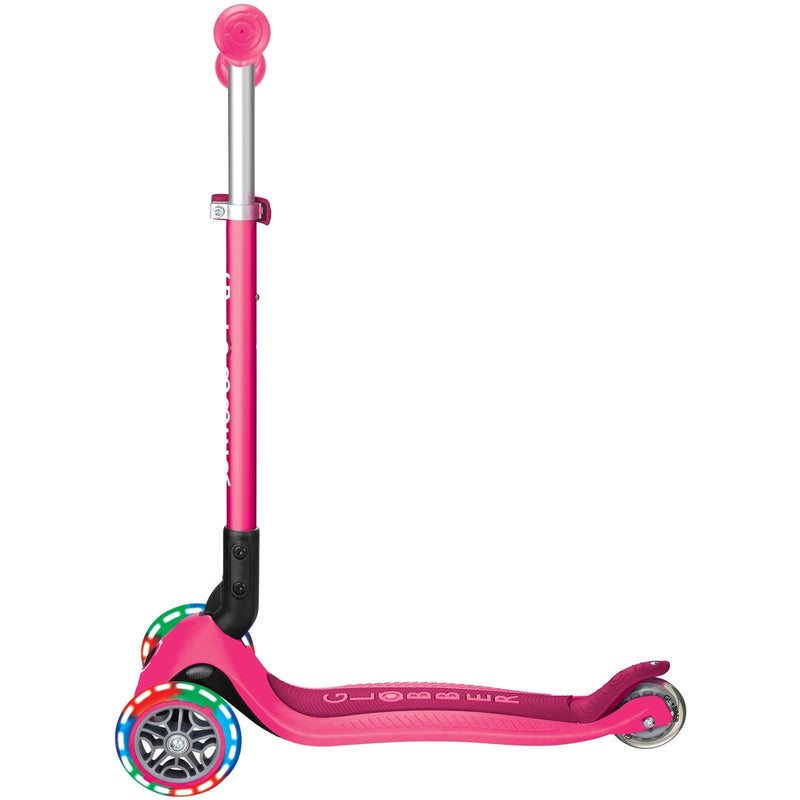 Globber Primo Foldable Lights Kids Scooter Neon Pink