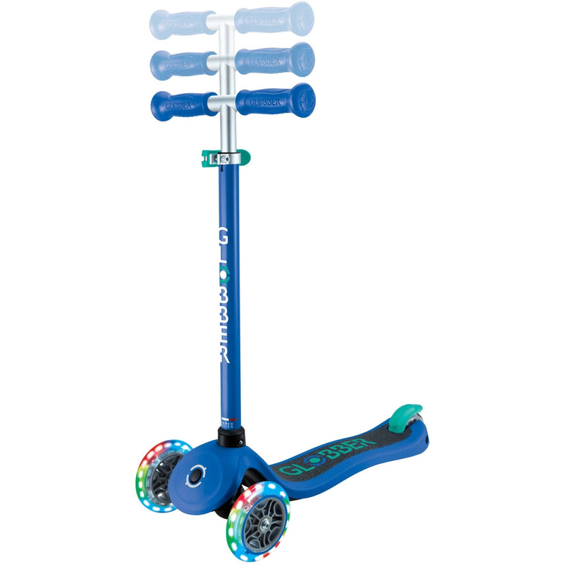 Globber Primo V2 Scooter With Lights And Griptape Navy Blue/Emerald Green