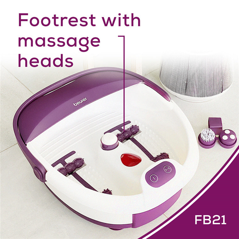 Beurer Massager FB21 Foot Spa With pedicure application, 3 functions: vibration massage, bubble massage, water tempering - Suitable for up to shoe size 49