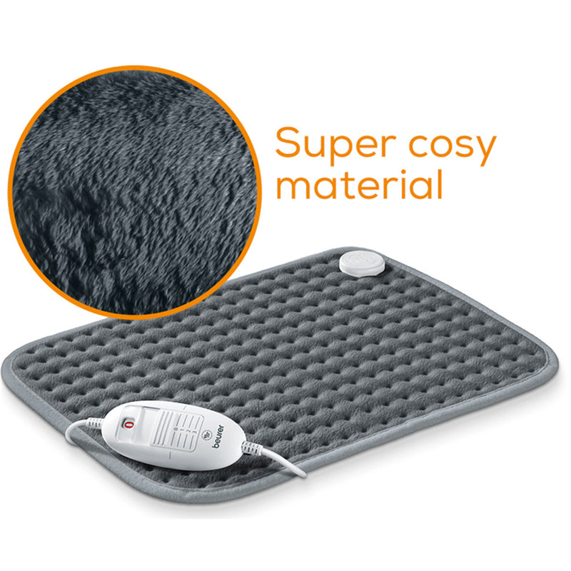 Beurer HKCOMFORT SE Personal Heating Pad Super-soft heating pad is breathable, snugly and skin-friendly, Features 3 illuminated temperature settings, Automatic switch-off after approximate 90 minutes, Heating pad is machine-washable at 30°C