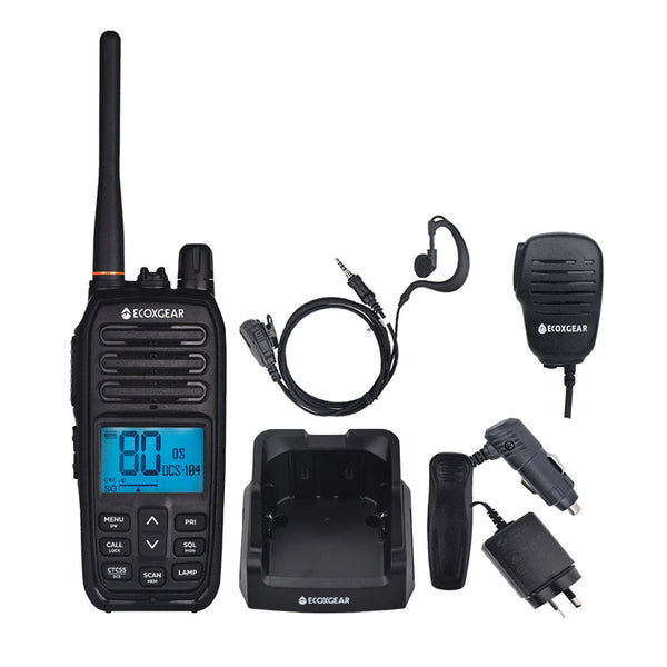 ECOXGEAR ECOXTALK EXG500-2PK UHF 5Watt CB Handheld Radio walkie talkie 17km Long Range, 30 hours Operating Time ,IP67 Waterproof & Dustproof design