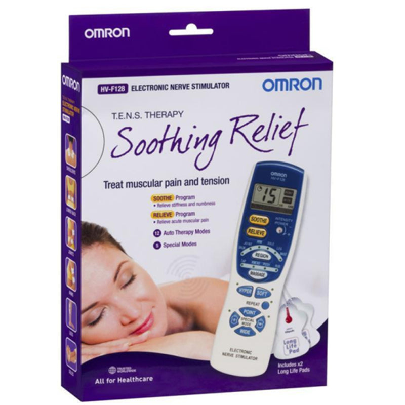 Omron Premium HVF128 TENS Therapy Device - Provides drug-free pain relief, blocks the pain massage, triggers the release of endorphins & improves blood circulation