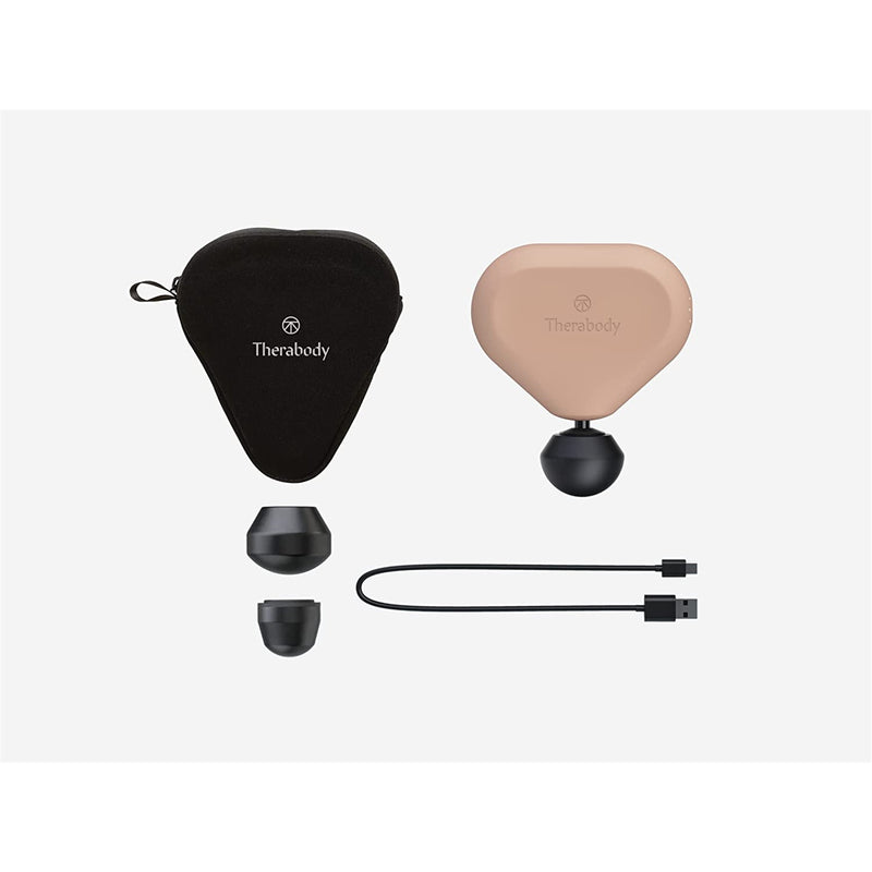 Therabody Theragun Mini (2nd Gen) Therapy Device (Desert Rose) 20% smaller and 30% lighter than the 1st Gen, with bluetooth, for full body use, 3 head attachments, 120mins battery life, helps relieve muscle soreness and stiffness