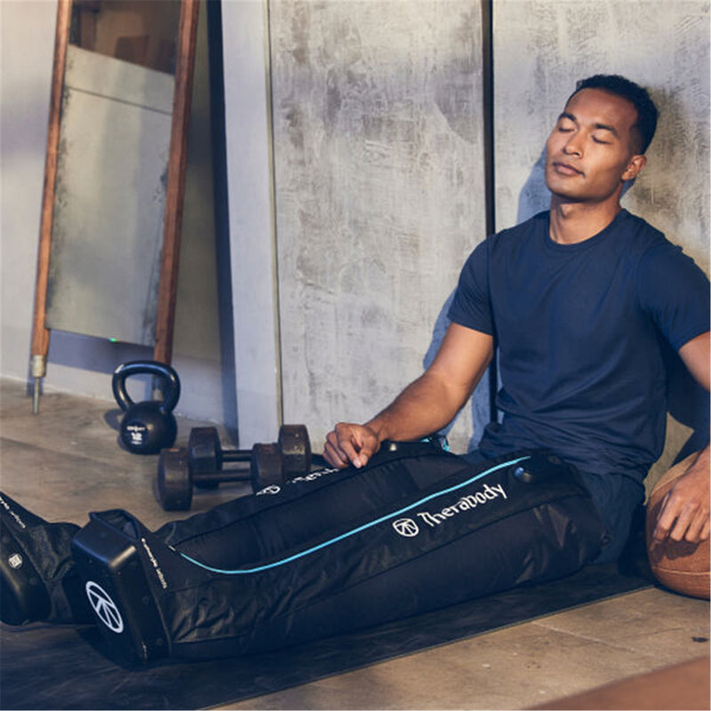 Therabody Recovery Air JetBoots Therapy Device (Black) Pump+Boots(Medium) Sit back, relax, and recover faster as each boot sequentially compresses the leg to increase circulation and reduce soreness and fatigue.